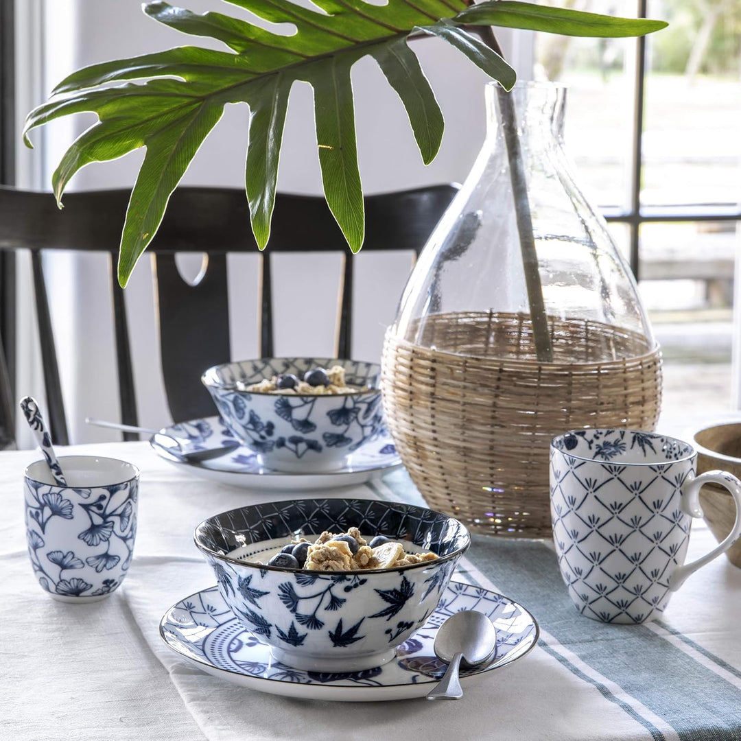 TOKYO design studio Flora Japonica 2-er Schalen-Set blau-weiss, Ø 20,3 cm, 8 cm hoch, ca. 1000 ml, a