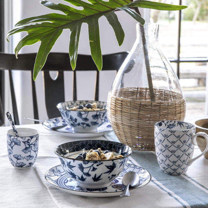 TOKYO design studio Flora Japonica 2-er Schalen-Set blau-weiss, Ø 20,3 cm, 8 cm hoch, ca. 1000 ml, a