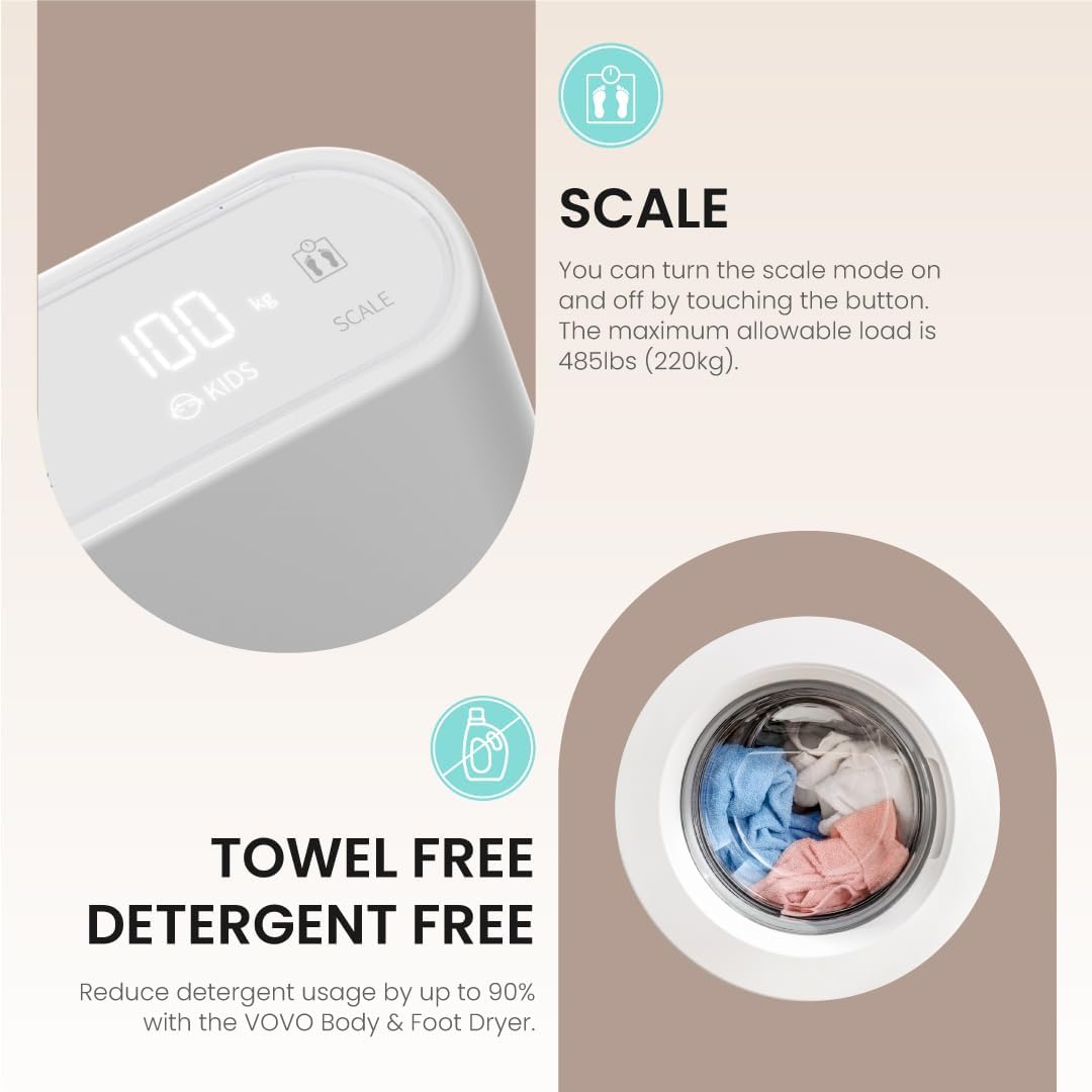 VOVO STYLEMENT BD-7700W Body & Foot Dryer, Made in Korea, Temperature & Wind Volume Controlled Dryer