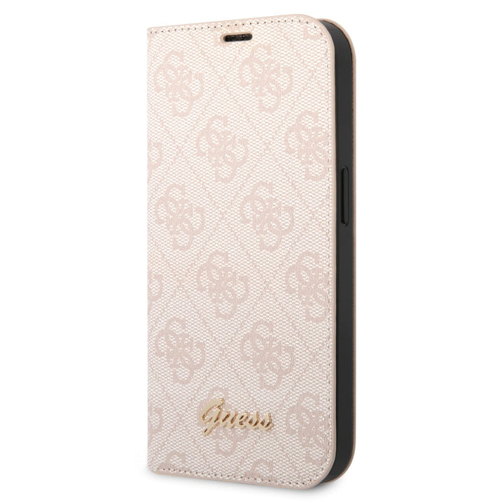 Guess GUBKP14MHG4SHP Hülle für iPhone 14 Plus 6,7" rosa/pink Book 4G Vintage Gold Logo