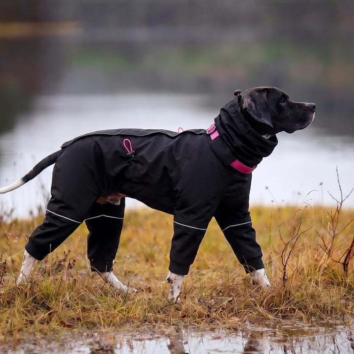 Kuoser Regenmantel Hund, Regenjacke Hund Wasserdicht, Schwarz XS, Schwarz XS
