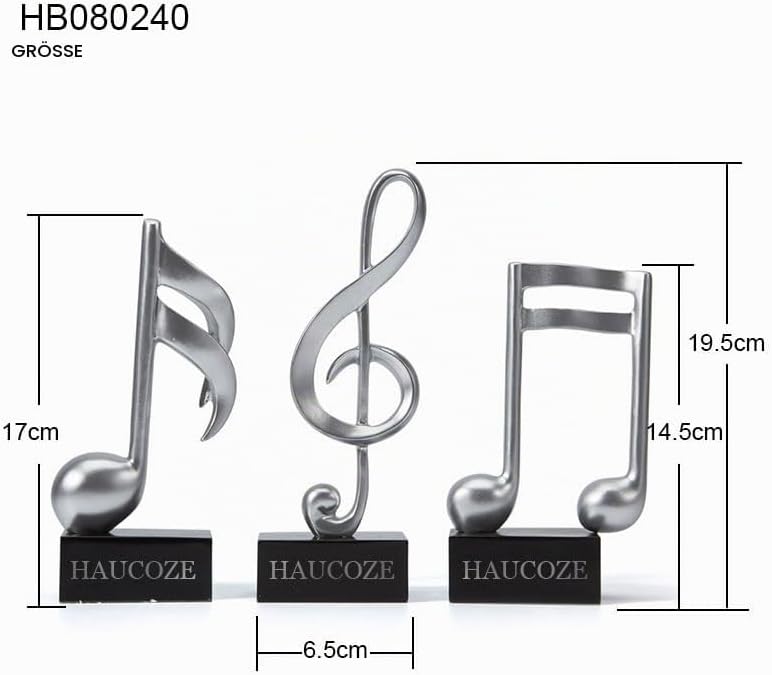 Amoy-Art 3pcs Deko Skulpturen Musik Note Figuren Klavier Statue Modern Arts Wohnzimmer Kunst Polyres