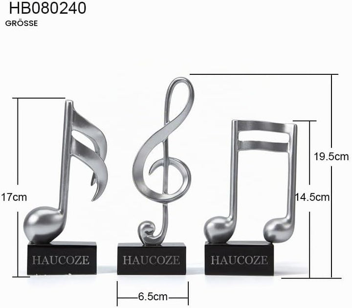 Amoy-Art 3pcs Deko Skulpturen Musik Note Figuren Klavier Statue Modern Arts Wohnzimmer Kunst Polyres