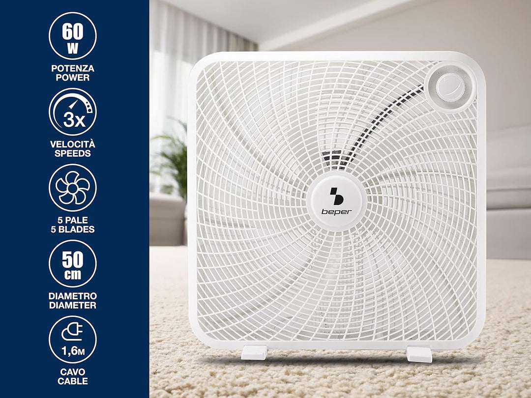 BEPER P206VEN550 Box Ventilator 50 cm - Box Fan, Konzipiert für Grosse Umgebungen, Box Fan