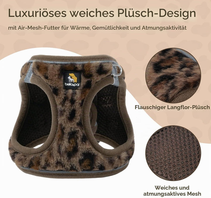 BELLA &amp; PAL Hundegeschirr Kleine Hunde mit Leine, Step-in-Geschirr aus Langflorplüsch, Wärme |Anti-Z