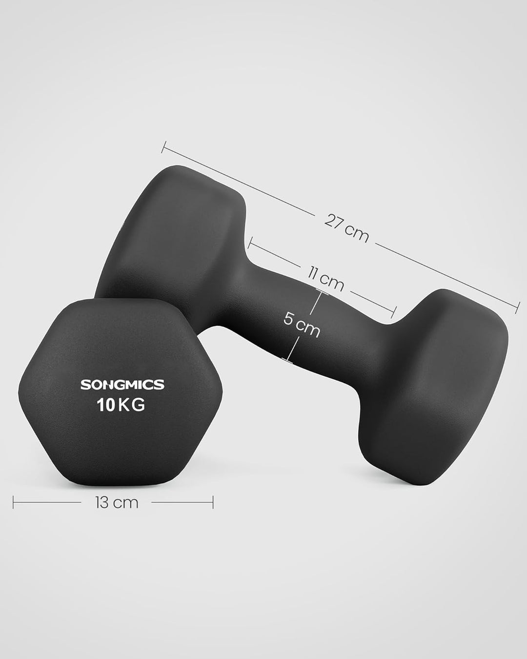SONGMICS 2 Stück Hexagon Hanteln mit Neoprenbeschichtung für Krafttraining, Fitness, Zuhause 2 x 10