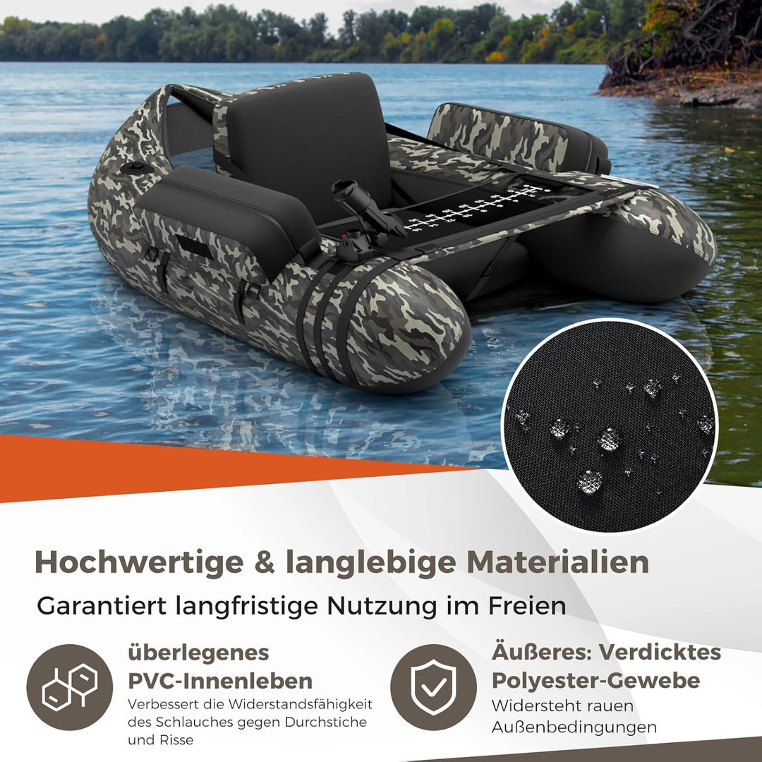 GOPLUS Bellyboot, Belly Boat bis 150 kg belastbar, aufblasbares Schlauchboot zum Angeln mit Alu Padd