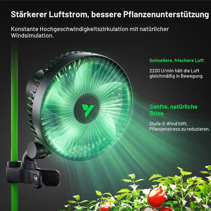 VIVOSUN AeroWave A6 Wachstumszelt-Clip-Lüfter, 15,2 cm, automatischer oszillierender Ventilator, sic