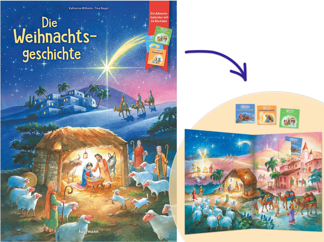Die Weihnachtsgeschichte: Ein Adventskalender mit 24 Büchlein (Adventskalender mit Geschichten für K