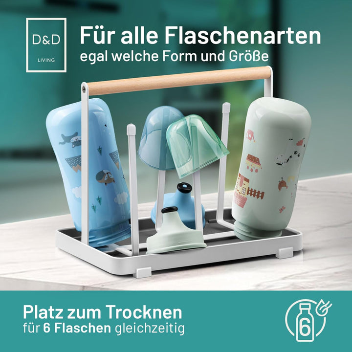 D&D Living All-in-One Flaschenhalter für SodaStream - Abtropfgestell für Flaschen Aller Art: Duo, Cr