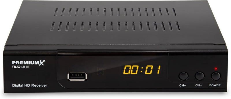 PremiumX Satelliten-Receiver HD 521 FTA Digital SAT TV-Receiver DVB-S2 FullHD HDMI SCART 2X USB Mult