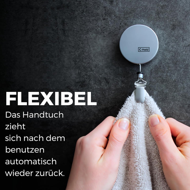 4X C-Hold ausziehbarer Handtuchhalter/Handtuchhaken | Der clevere und smarte Handtuchhalter selbstkl