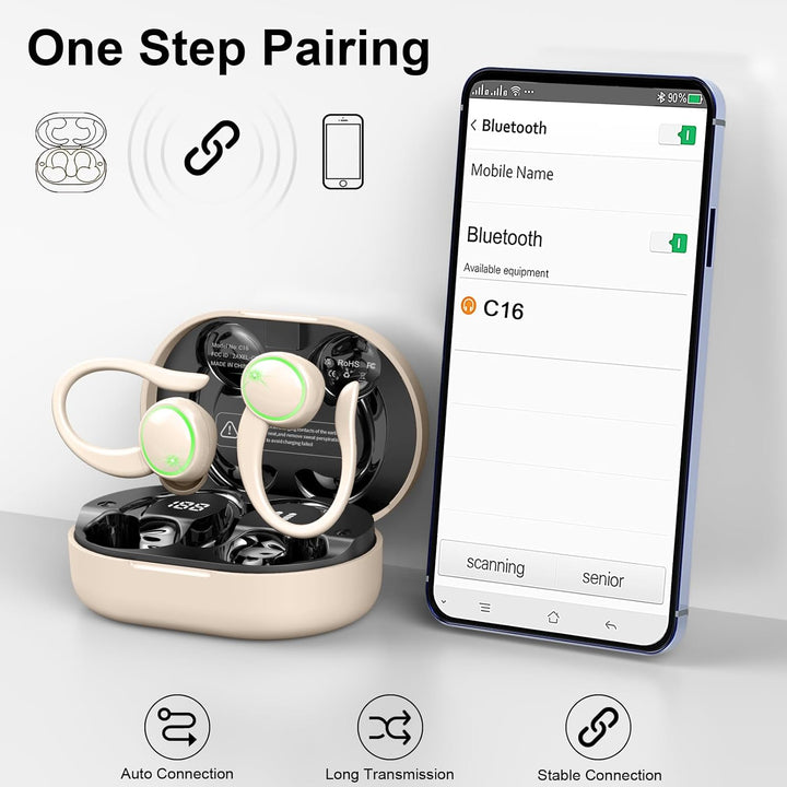 Matast 2026 Bluetooth Kopfhörer Sport, Kopfhörer Kabellos Bluetooth 5.4 mit ENC Noise Cancelling und