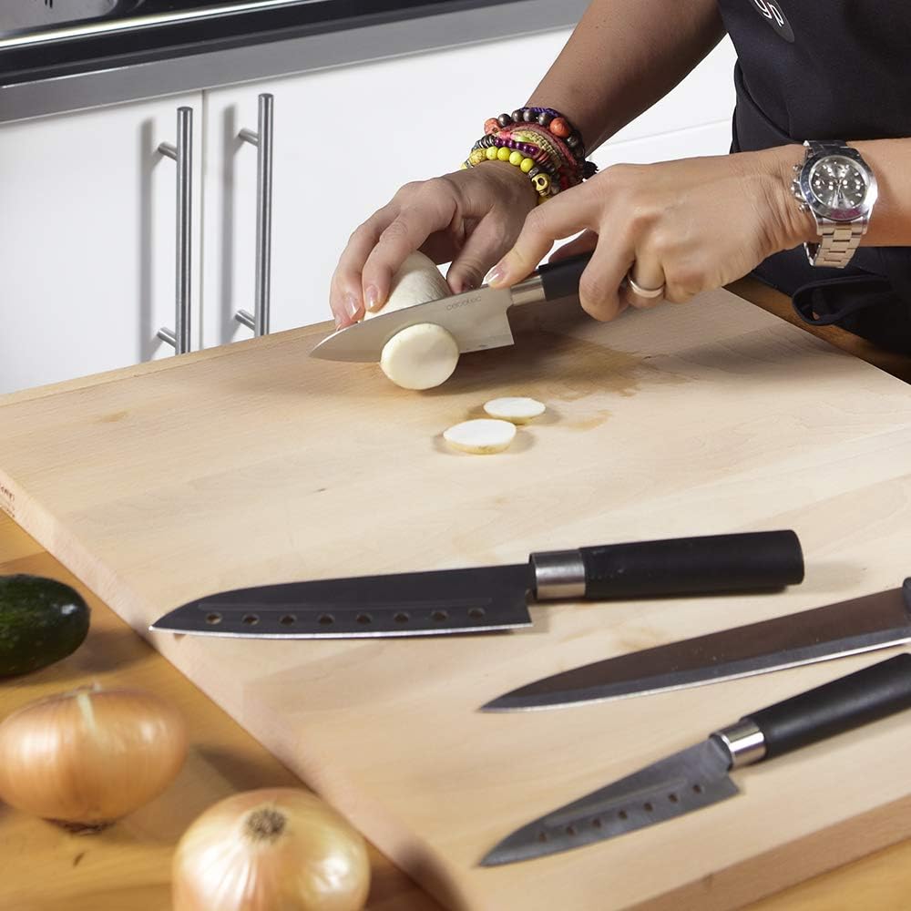Cecotec Professionelles 4-Messer-Set mit 2 mm breit Klinge Santoku Messerset. Zwart, Zwart