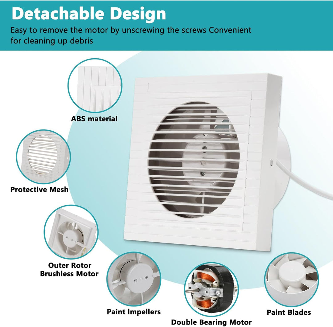 Badlüfter 100mm, Badezimmerlüfter Lüfter für Effiziente Belüftung Leiser Betrieb Ventilator, für Küc