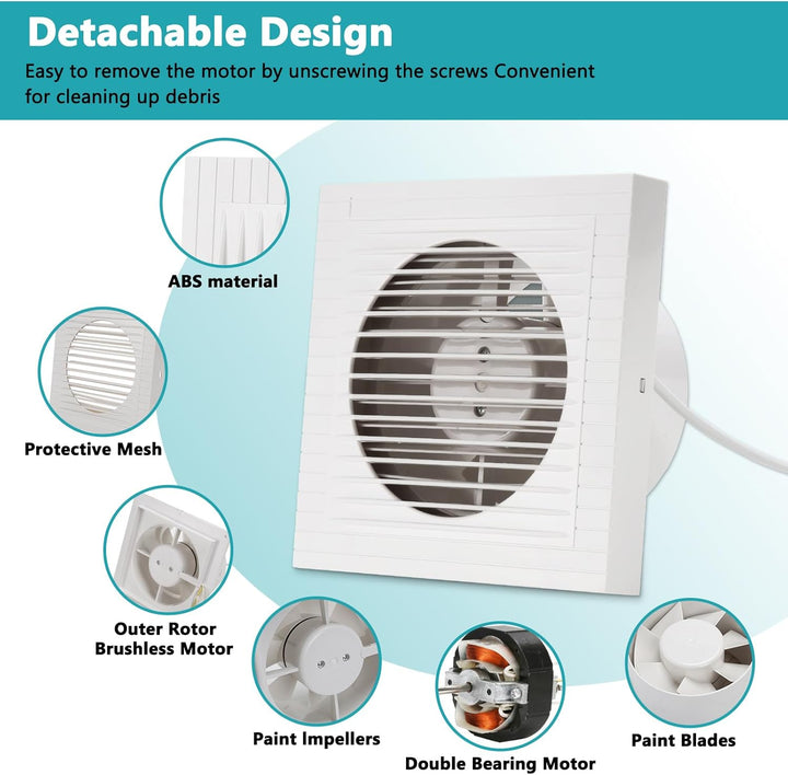 Badlüfter 100mm, Badezimmerlüfter Lüfter für Effiziente Belüftung Leiser Betrieb Ventilator, für Küc