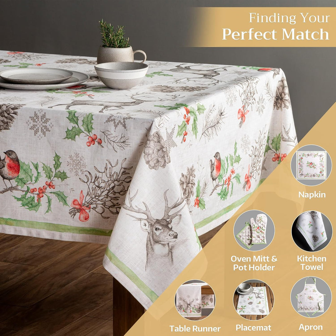 Maison d' Hermine Christmas Dew 100% Baumwolle Tischdecke für Küche | Abendessen | Tischplatte | Dek