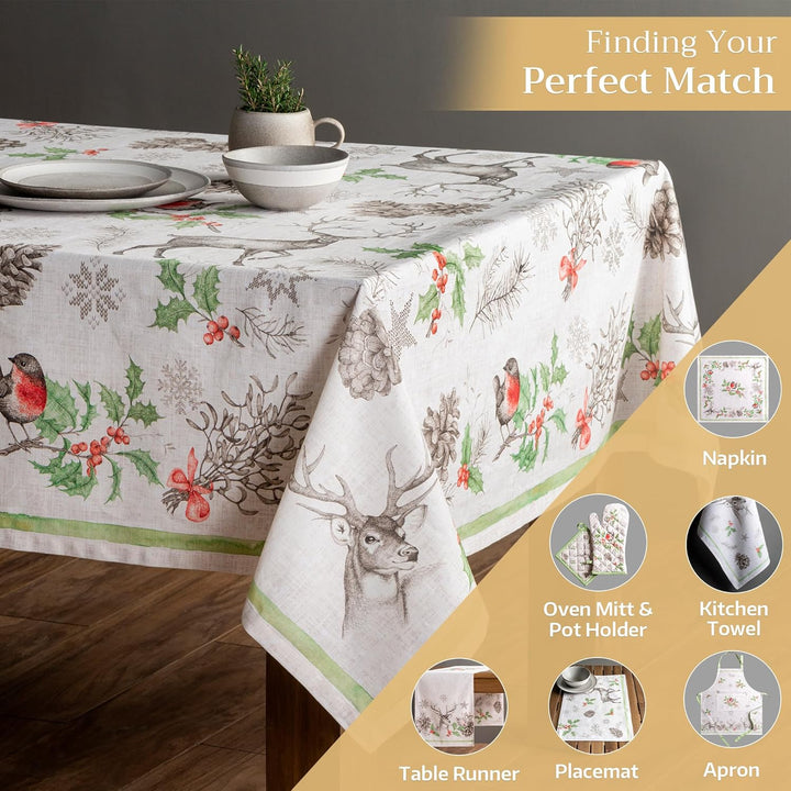 Maison d' Hermine Christmas Dew 100% Baumwolle Tischdecke für Küche | Abendessen | Tischplatte | Dek