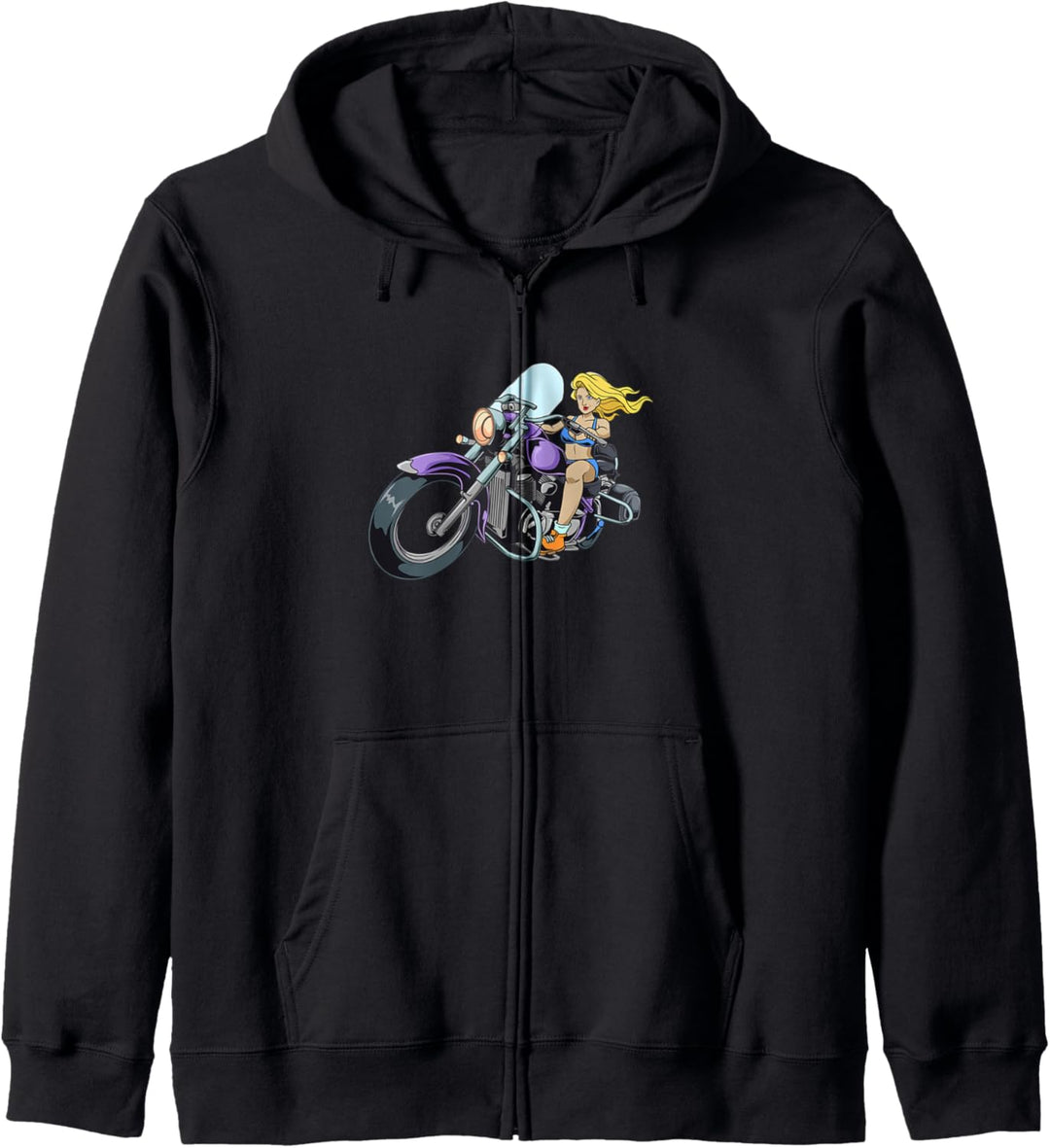 Sexy Lady auf Motorrad Kapuzenjacke