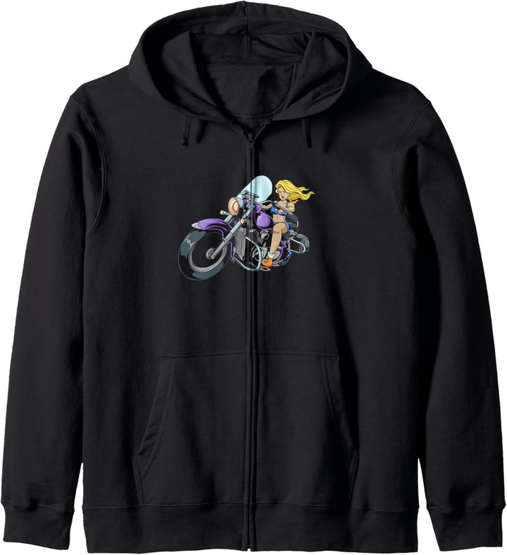 Sexy Lady auf Motorrad Kapuzenjacke