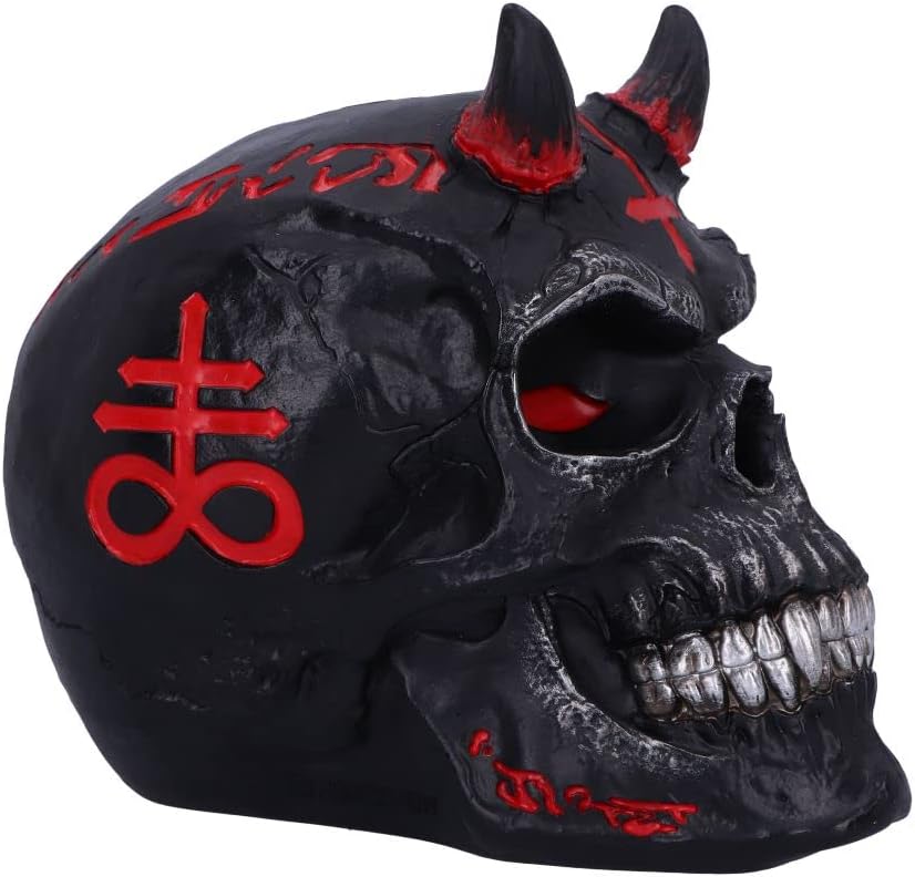 Nemesis Now James Ryman infernaler Totenkopf, Schwarz, 20 cm
