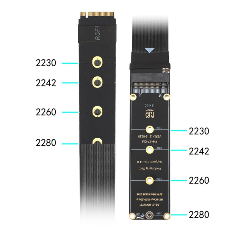 chenyang PCIE 3.0/4.0 M.2 NVME/NGFF SSD Ribbon Flex Extension Card Kabel 30cm Unterstützt 2230/2242/