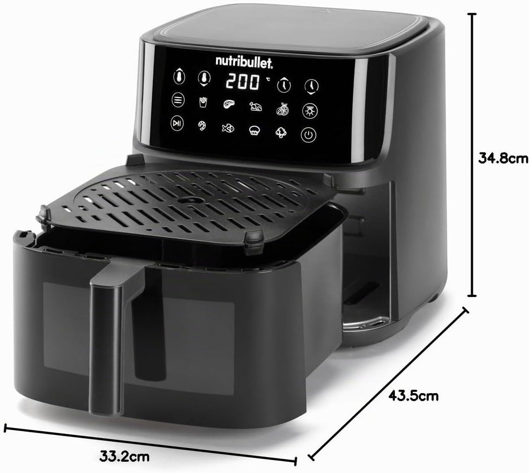 nutribullet Crisplite Vision NBA0811DG, Heissluftfritteuse mit 8L Kapazität, 80-200° Temperaturberei
