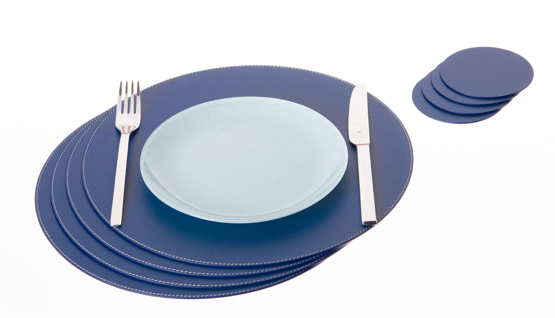 Nikalaz Rund Platzsets und Untersetzer aus recyceltem Leder, 4 Stück Tischsets, Tisch-Matten, Platzd