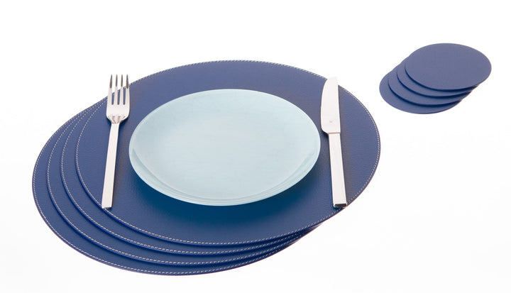 Nikalaz Rund Platzsets und Untersetzer aus recyceltem Leder, 4 Stück Tischsets, Tisch-Matten, Platzd