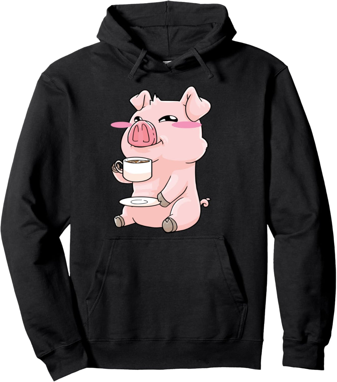 Schwein Kaffee Kawaii Pullover Hoodie
