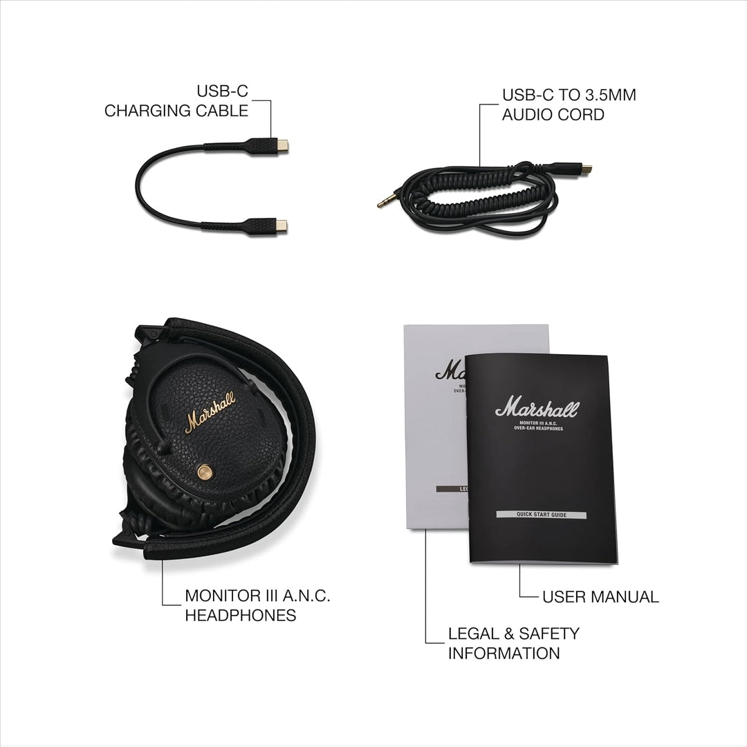 Marshall Monitor III ANC Aktiver Geräuschunterdrückung Bluetooth Kopfhörer, 70 Stunden Spielzeit –