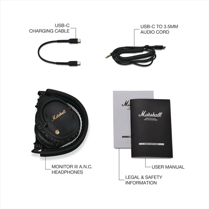 Marshall Monitor III ANC Aktiver Geräuschunterdrückung Bluetooth Kopfhörer, 70 Stunden Spielzeit –
