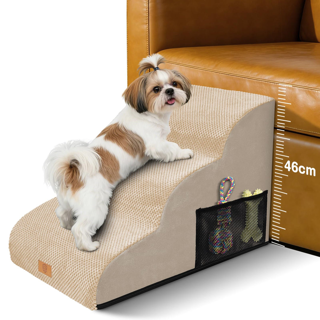 Zvonema Hundetreppe für Kleine Hunde, Hundetreppe 3 Stufen, Waschbarer Haustiertreppe aus Hochdichte