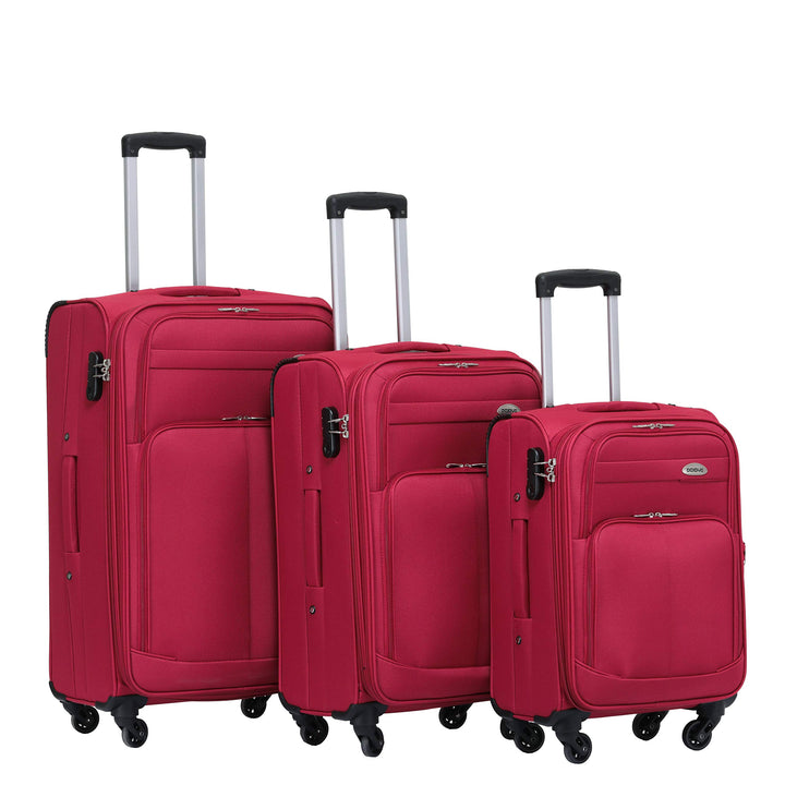 BEIBYE Kofferset Trolley Gepäckset Stoff Dehnungsfuge Koffer Reisekoffer (Weinrot), Weinrot