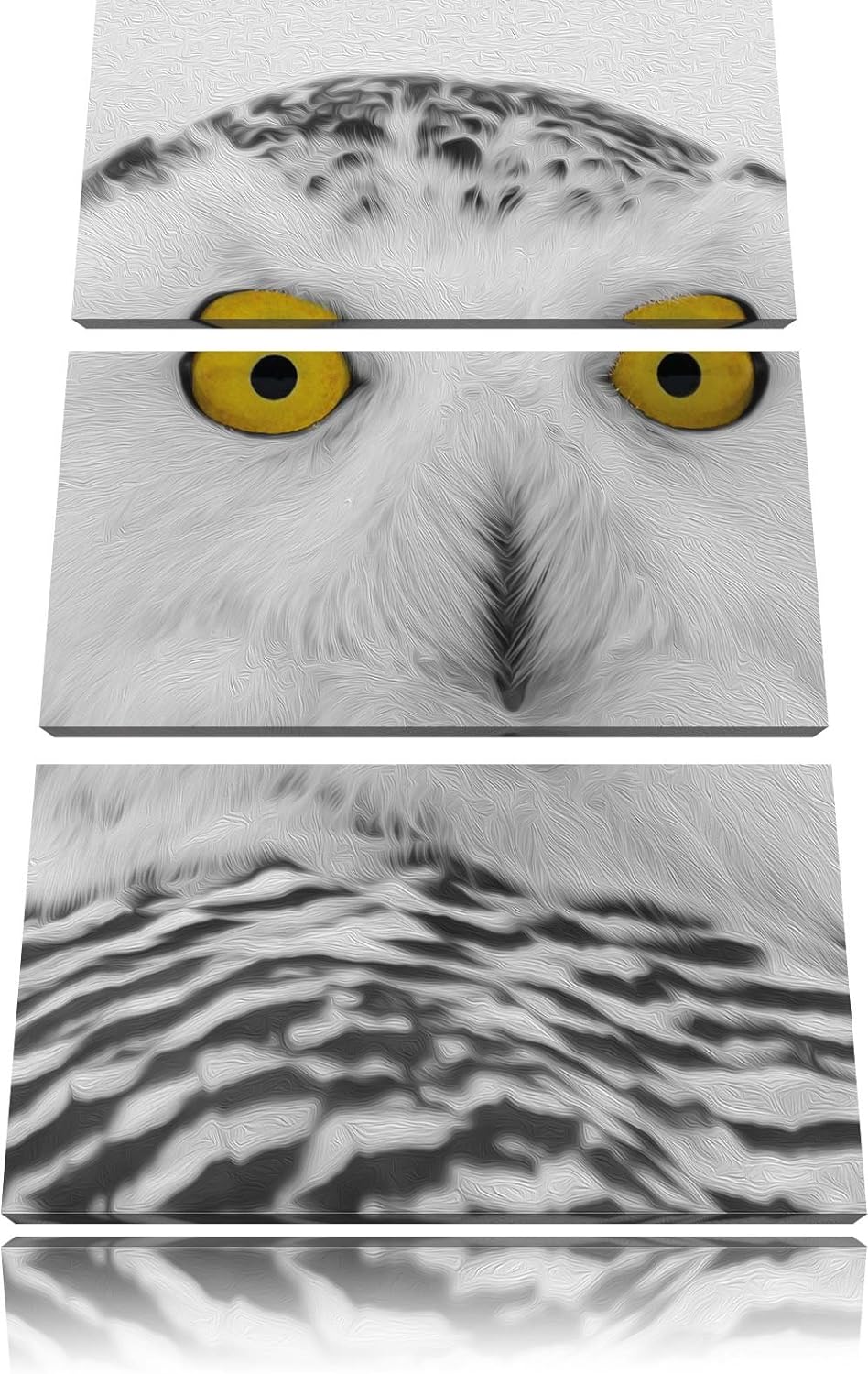 Pixxprint grosse Schnee Eule als Leinwandbild - Grösse: 3-Teilig (120x80cm) - Wandbild - Kunstdruck