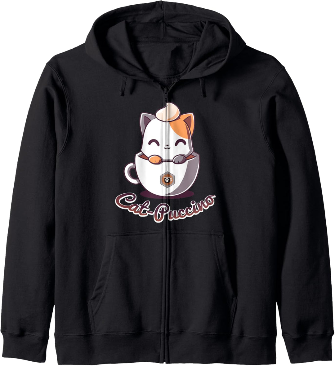 Lustige Katze Kaffeebecher Kaffee Katze Catpuccino Kapuzenjacke