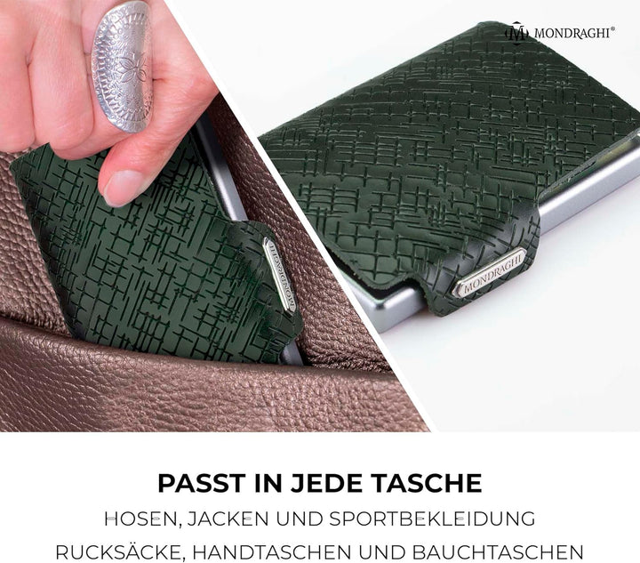 Mondraghi Miniwallet aus echtem Leder Leicht und handlich. Schlanker Geldbeutel für Kreditkarten, Ba