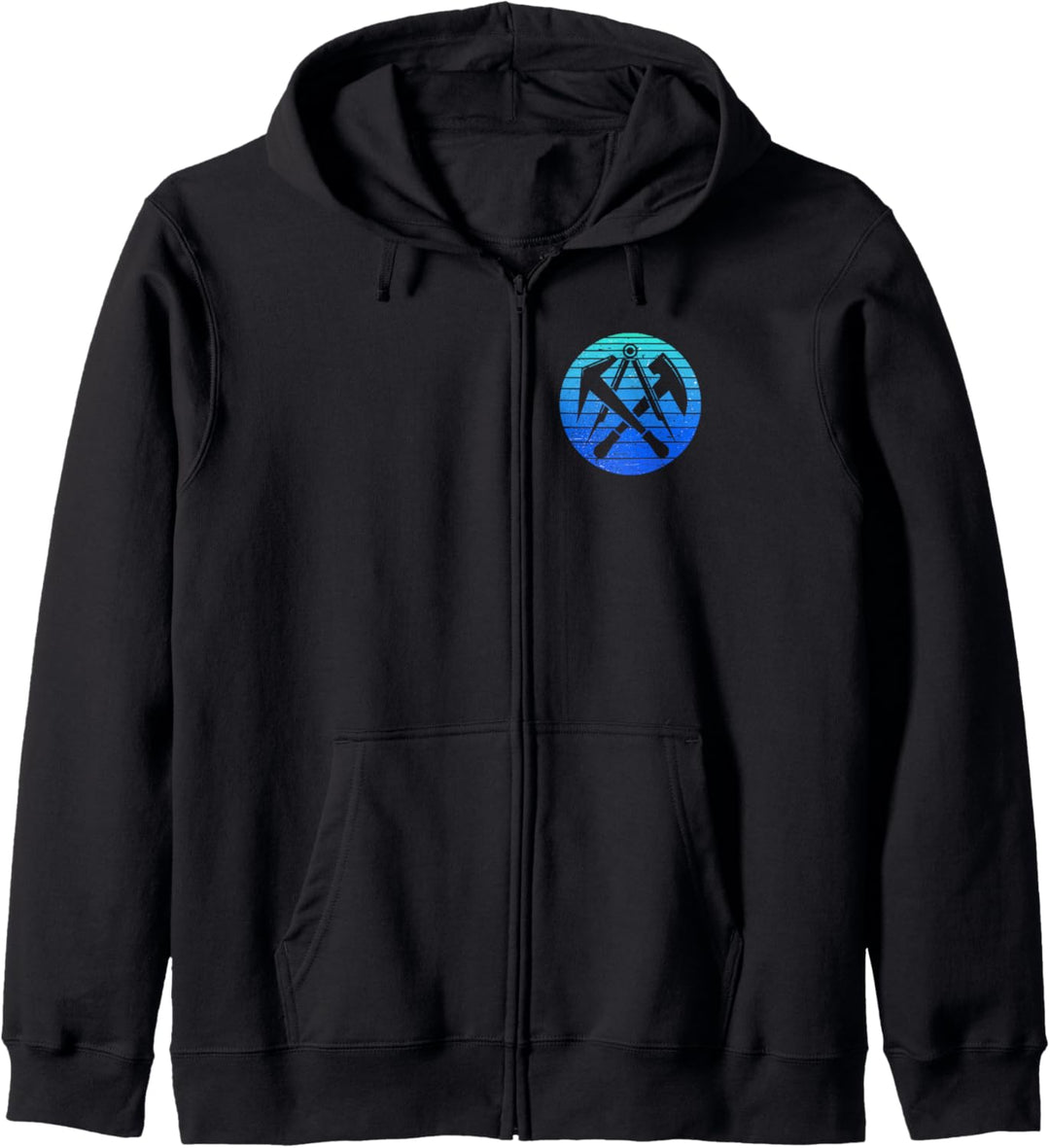 Zunftzeichen Dachdecker in coolen Vintage Retro Style Blau Kapuzenjacke