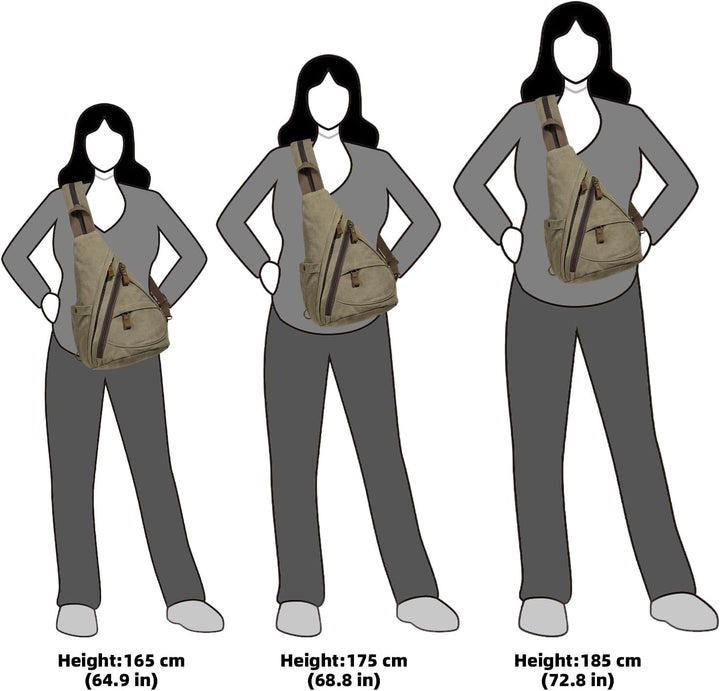 KL928 Canvas Sling Bag Rucksack Damen und Herren – Schulterrucksack Umhängetasche Crossbag Verstellb