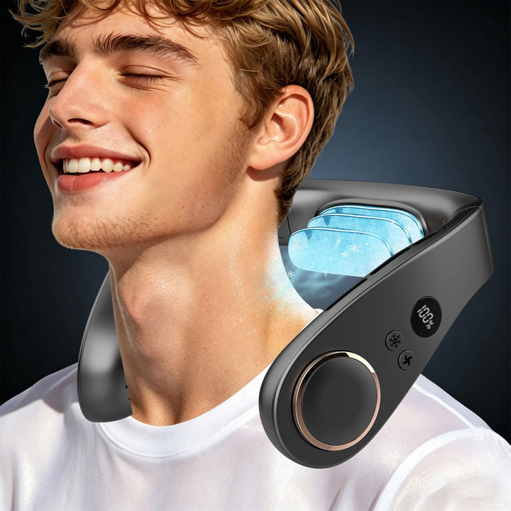 Kouric Nackenventilator mit Kühlung, Halsventilatoren Extra Leise (35dB) 24 Std. USB-C 5500mAh, 5 St