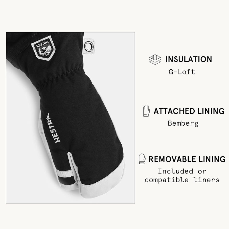 Hestra Army Heli 3-Finger-Skihandschuh für Herren, Leder 6 Schwarz, 6 Schwarz
