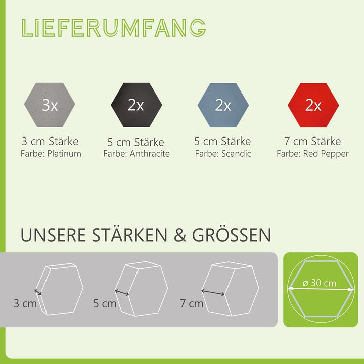 platino24 Akustikpaneele 9 Elemente Edition LOFT 3D I Ø 300mm Akustikplatten Schalldämmung Wand & De