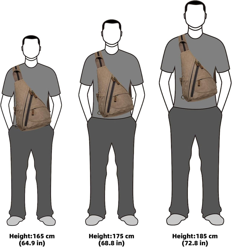 KL928 Canvas Sling Bag Rucksack Damen und Herren – Schulterrucksack Umhängetasche Crossbag Verstellb
