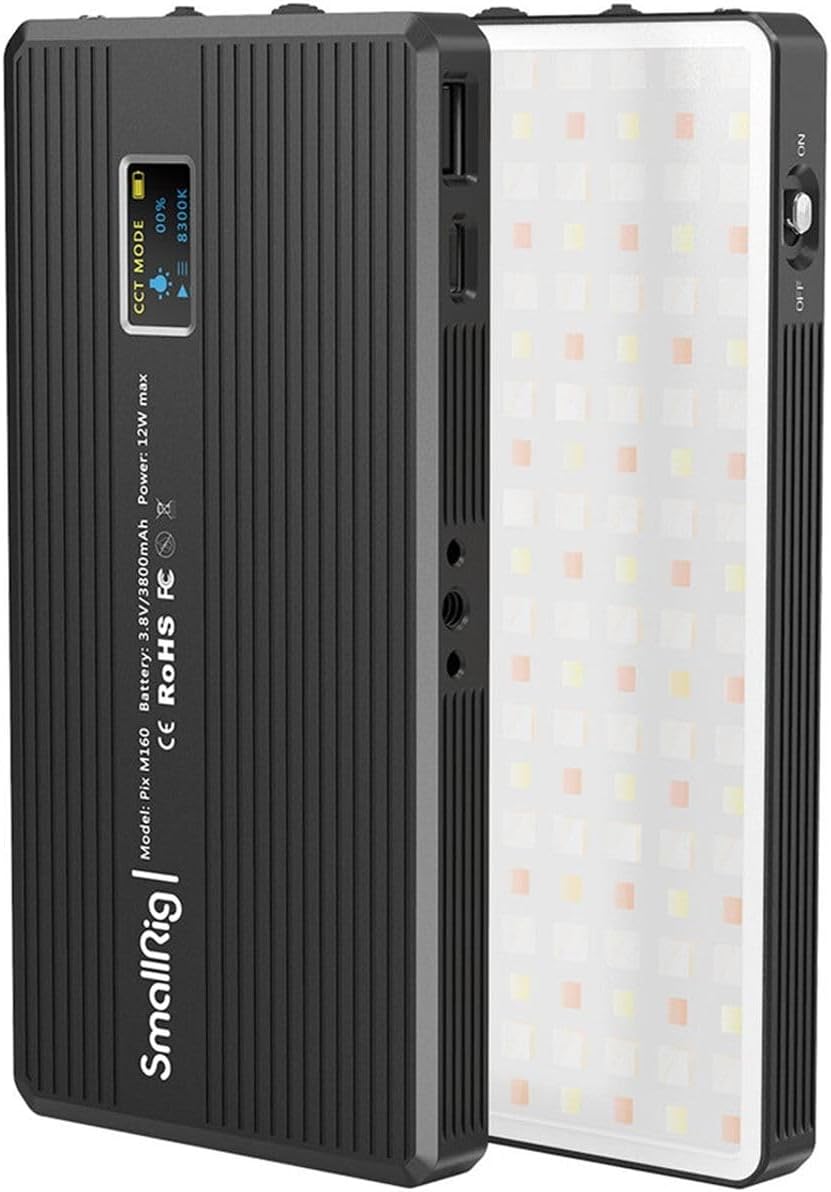 SMALLRIG M160 RGB Videolicht LED Licht auf der Kamera mit wiederaufladbarem eingebautem Akku, vollst