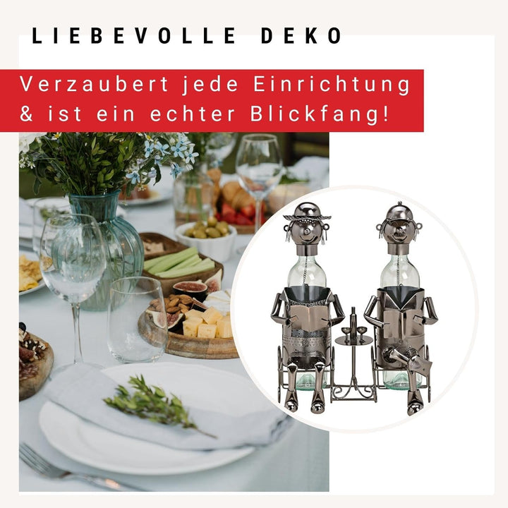 Wein Flaschenhalter - Weinflaschenhalter Metall mit Figuren als Geschenk oder Dekoartikel für zu Hau