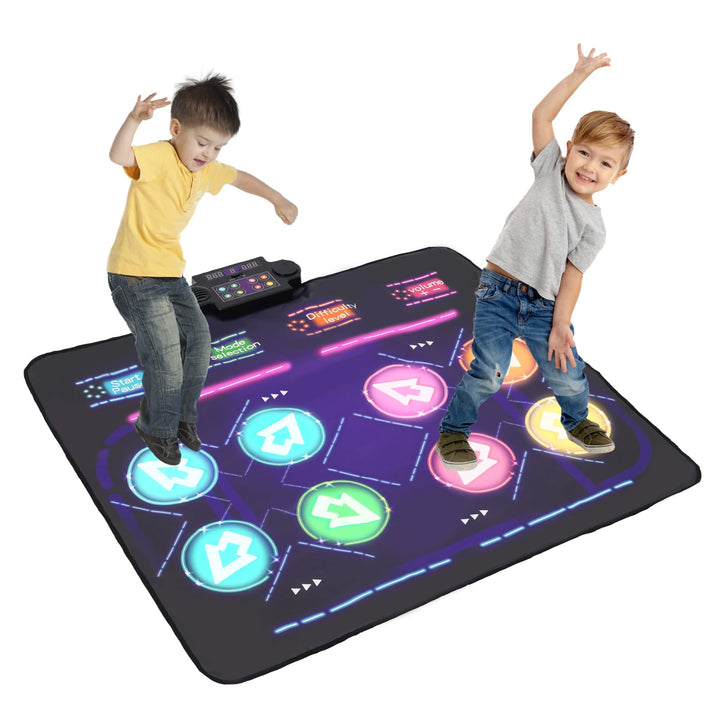 Kinder Doppeltanzmatte, Tanzmatte Kinder Mit Vier Wettkampfmodi 8 LED-Anzeigen,Geeignet Für Kinderta