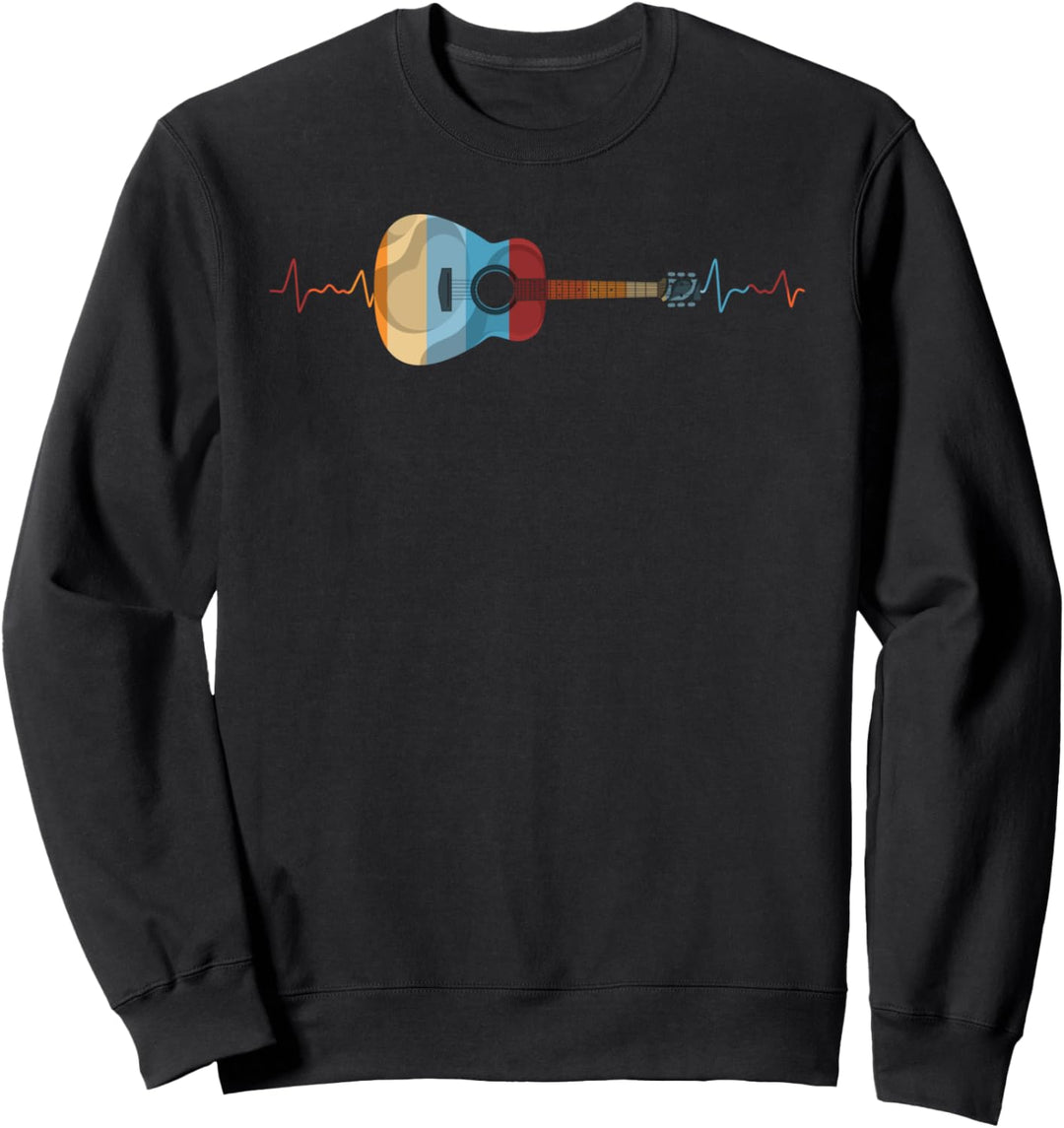 Gitarrenspieler Gitarrist Herzschlag Retro Akustik Gitarre Sweatshirt