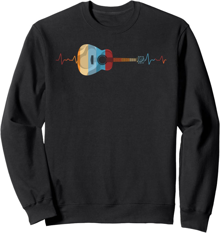 Gitarrenspieler Gitarrist Herzschlag Retro Akustik Gitarre Sweatshirt