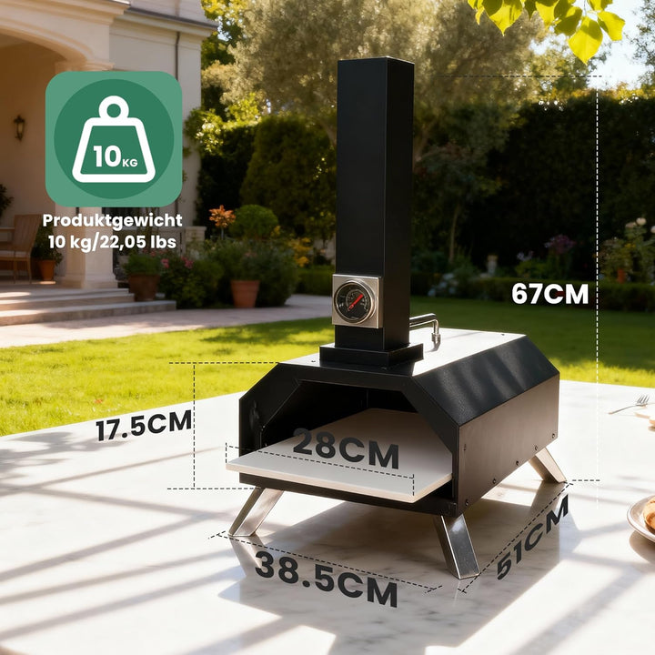 Outdoor Pizzaofen, Holzpellet-pizzarette, 30,5 cm, mit Pizzaschieber und Pizzaschneider für Strand,