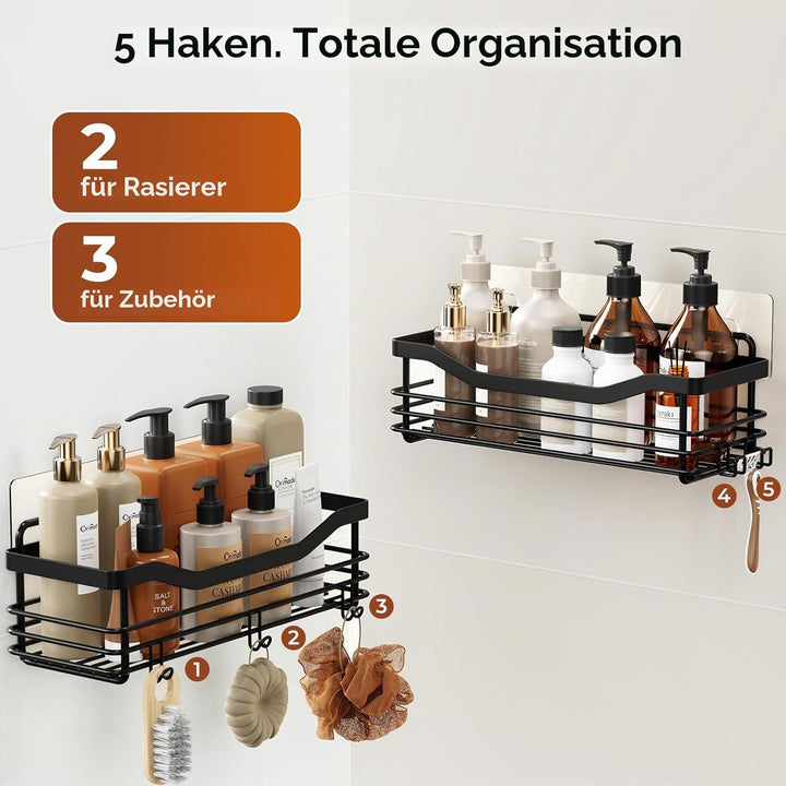 Orimade Duschablage ohne Bohren 2 Stück Rostfreie Badezimmer Regal, Duschregal Badregal ohne Bohren,